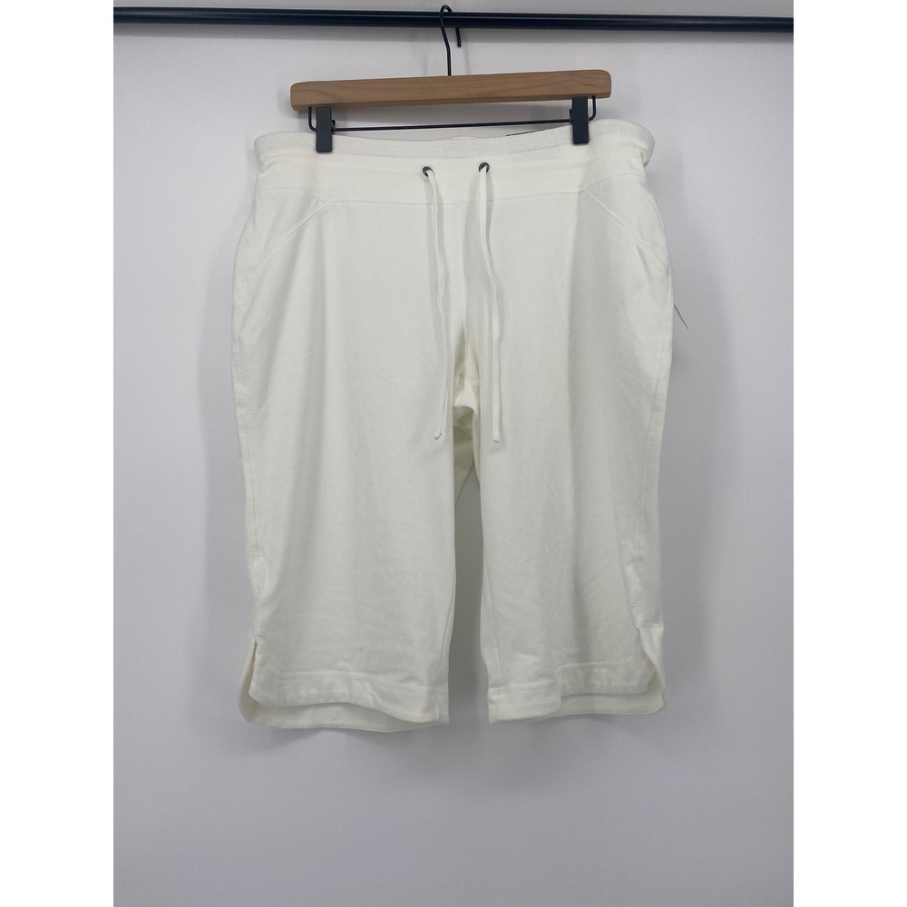 Tek Gear Active Bermuda Shorts Womens XL White Wicking Knit Drawstring Gym Yoga